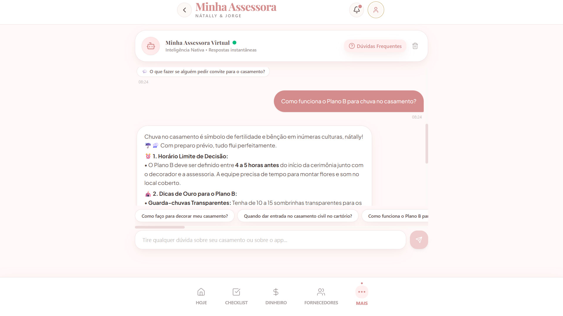 Minha Assessora Virtual IA no app - Tela 1