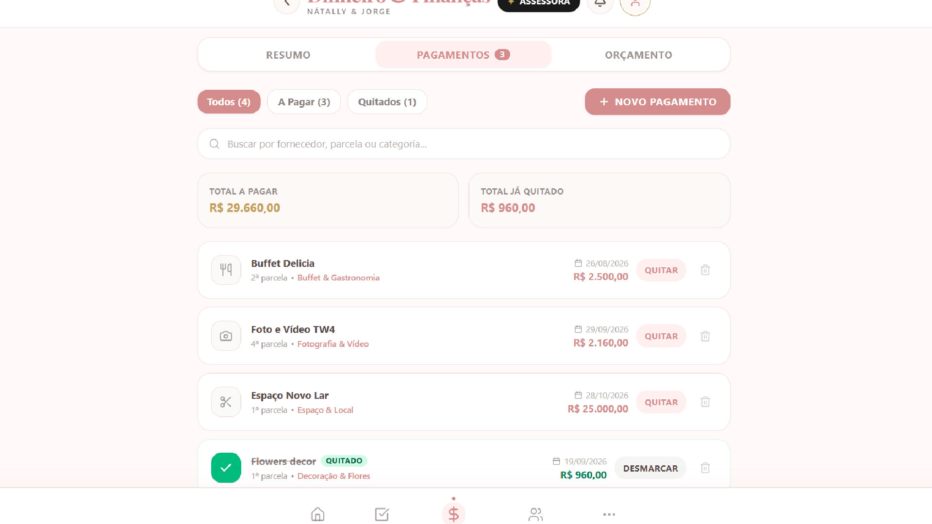 Controle financeiro no app - Tela 2